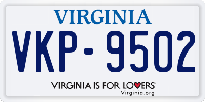VA license plate VKP9502
