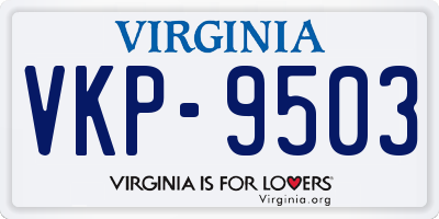 VA license plate VKP9503