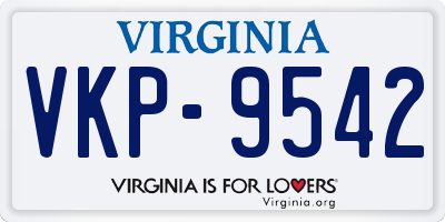 VA license plate VKP9542