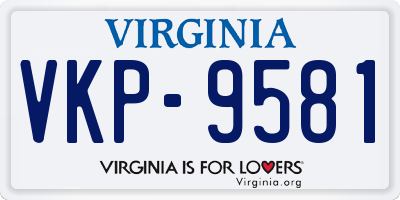 VA license plate VKP9581