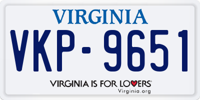 VA license plate VKP9651