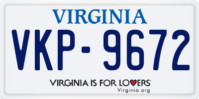 VA license plate VKP9672