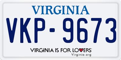 VA license plate VKP9673