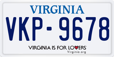 VA license plate VKP9678
