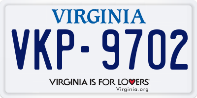 VA license plate VKP9702