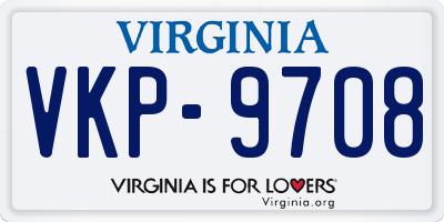 VA license plate VKP9708