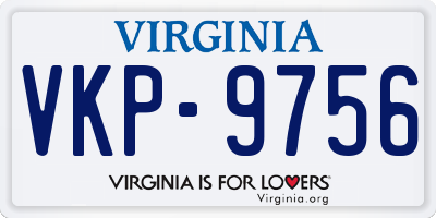 VA license plate VKP9756