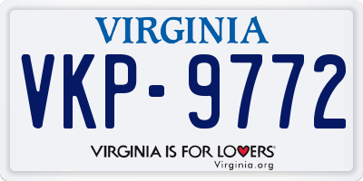 VA license plate VKP9772