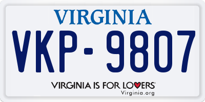 VA license plate VKP9807