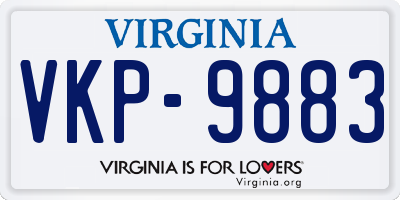 VA license plate VKP9883