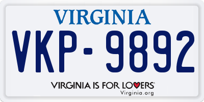 VA license plate VKP9892