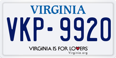 VA license plate VKP9920