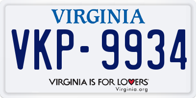 VA license plate VKP9934