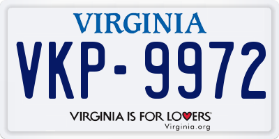 VA license plate VKP9972