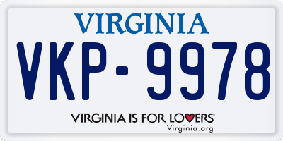 VA license plate VKP9978