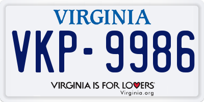 VA license plate VKP9986