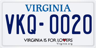 VA license plate VKQ0020
