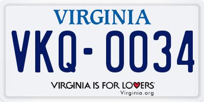 VA license plate VKQ0034