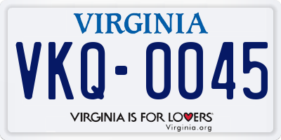 VA license plate VKQ0045