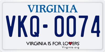 VA license plate VKQ0074