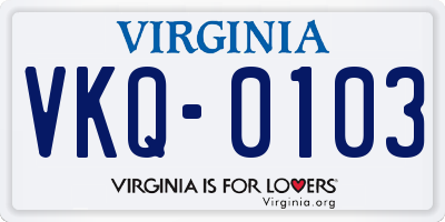 VA license plate VKQ0103