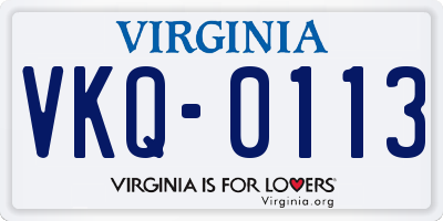 VA license plate VKQ0113