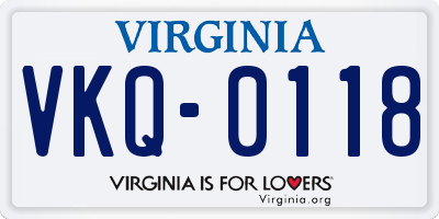 VA license plate VKQ0118