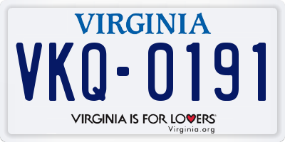 VA license plate VKQ0191