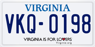 VA license plate VKQ0198