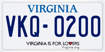VA license plate VKQ0200