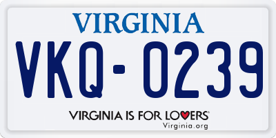VA license plate VKQ0239