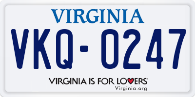 VA license plate VKQ0247