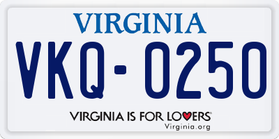VA license plate VKQ0250