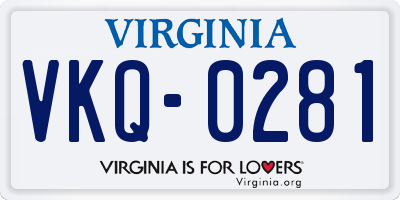 VA license plate VKQ0281