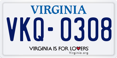 VA license plate VKQ0308