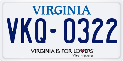 VA license plate VKQ0322