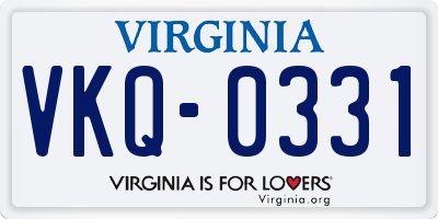 VA license plate VKQ0331