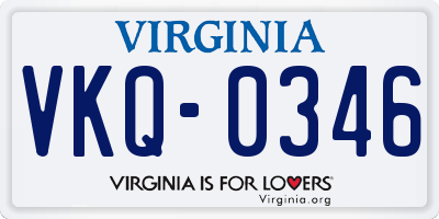 VA license plate VKQ0346
