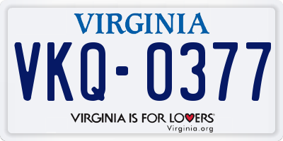 VA license plate VKQ0377