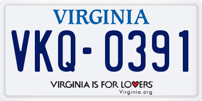 VA license plate VKQ0391