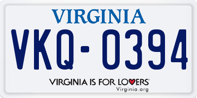 VA license plate VKQ0394