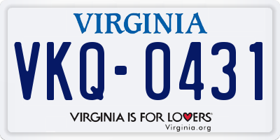 VA license plate VKQ0431