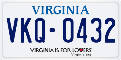 VA license plate VKQ0432