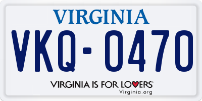 VA license plate VKQ0470