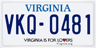 VA license plate VKQ0481