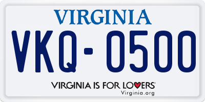 VA license plate VKQ0500