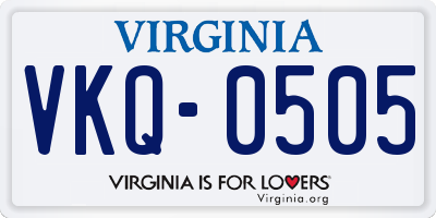 VA license plate VKQ0505