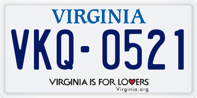 VA license plate VKQ0521