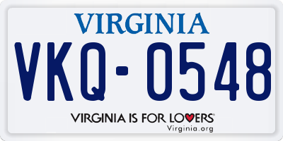 VA license plate VKQ0548