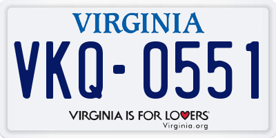 VA license plate VKQ0551
